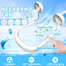 將圖片載入圖庫檢視器 Neck Band Fan White Mini Portable Fan Double Wind Head Neck Fan - Strange Shopper