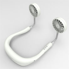 將圖片載入圖庫檢視器 Neck Band Fan White Mini Portable Fan Double Wind Head Neck Fan - Strange Shopper