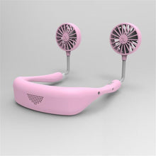 將圖片載入圖庫檢視器 Neck Band Fan White Mini Portable Fan Double Wind Head Neck Fan - Strange Shopper