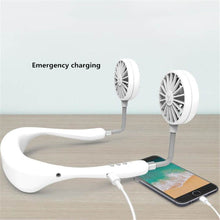 將圖片載入圖庫檢視器 Neck Band Fan White Mini Portable Fan Double Wind Head Neck Fan - Strange Shopper
