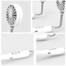 將圖片載入圖庫檢視器 Neck Band Fan White Mini Portable Fan Double Wind Head Neck Fan - Strange Shopper
