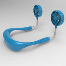 將圖片載入圖庫檢視器 Neck Band Fan White Mini Portable Fan Double Wind Head Neck Fan - Strange Shopper
