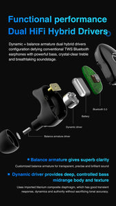 Bluetooth 5.0 Wireless Earphones Noise Reduction Earpiece Hybrid Drivers True Wireless Earbuds - Strange Shopper